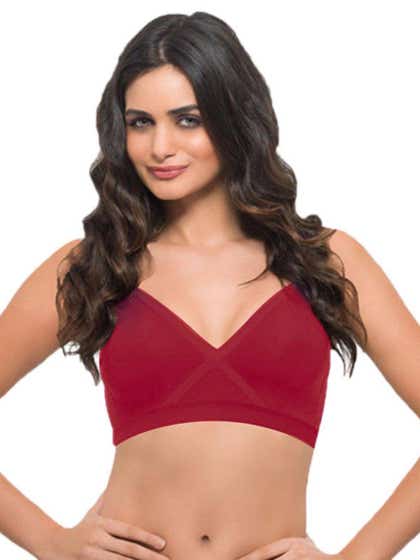 Laavian Red Seamless Full Coverage Bra