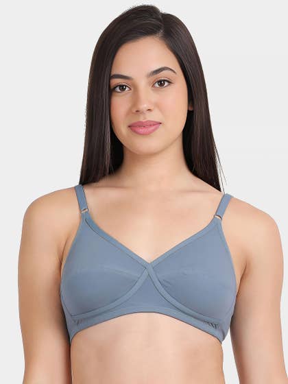 Susie Flint Stone Grey X Frame Seamed Wirefree Everyday Bra