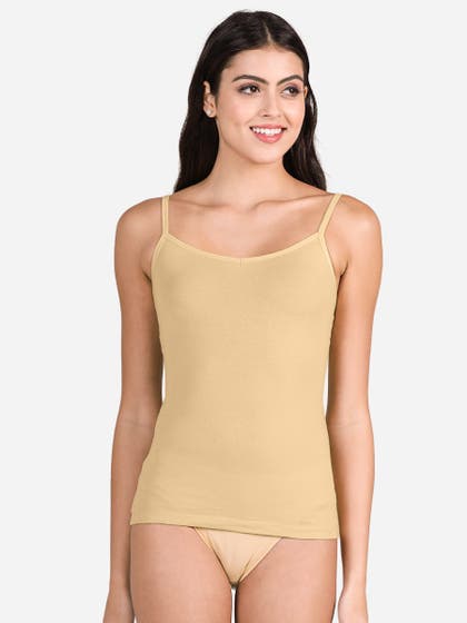 Susie Almond Buff V Neck Adjustable Strap Camisole
