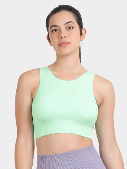 Shyle Mint Green Pink Mesh Back Seamless Sports Bra
