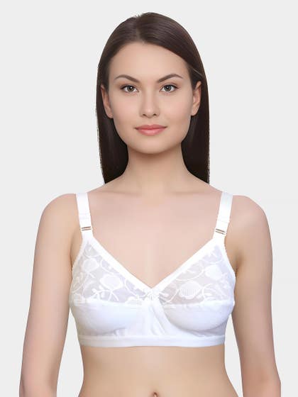 Libra White Cotton Solid Embroidered Everyday Bra