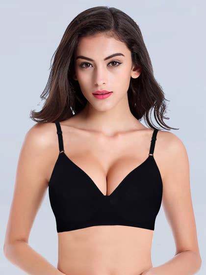 Liberti World Black Seamed Cotton Everyday Bra