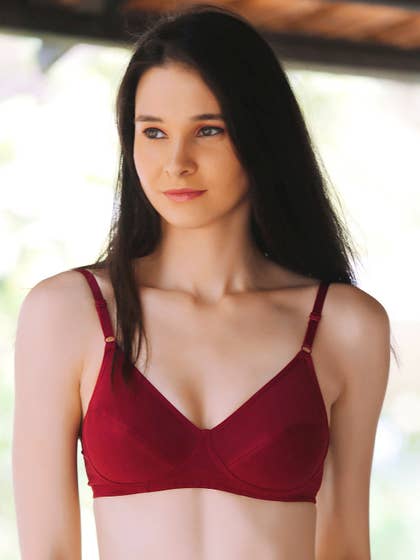 Liberti World Maroon Seamed Cotton Everyday Bra