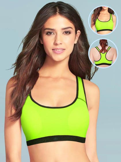  Liberti World Neon Yellow Removable Pads Sports Bra