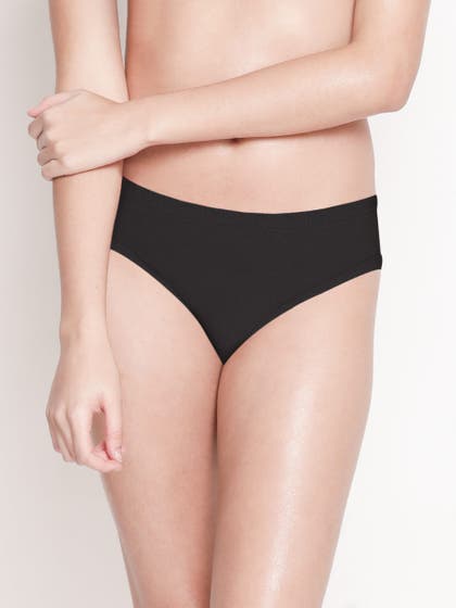 Susie Black Beauty Medium Coverage Solid Bikini Panty