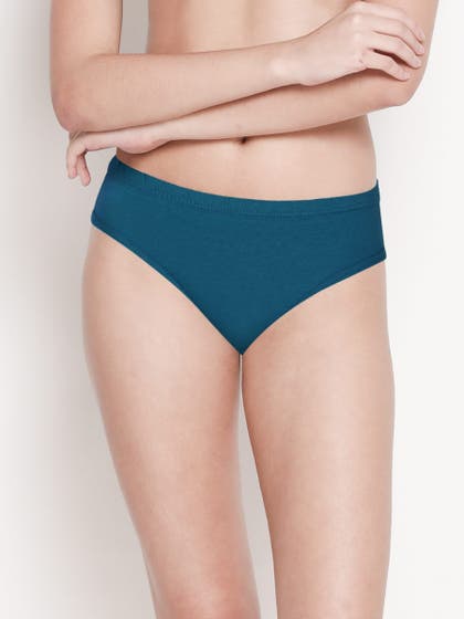 Susie Moroccan Blue Medium Coverage Solid Bikini Panty