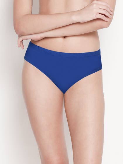 Susie Sodalite Blue Medium Coverage Solid Bikini Panty