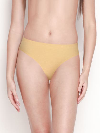 Susie Almond Buff Low Coverage Solid Thong Panty