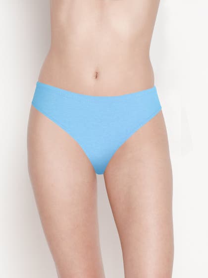 Susie Angefalls Blue Low Coverage Solid Thong Panty