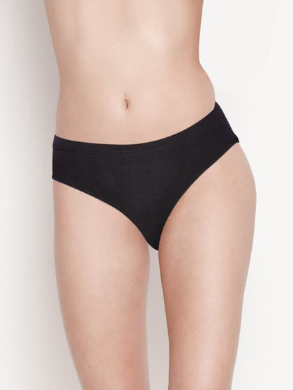 Susie Black Beauty Low Coverage Solid Thong Panty