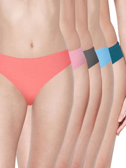 Susie Low Coverage Multicolour Thong Panty Combo C