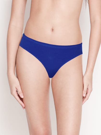 Susie Sodalite Blue Low Coverage Solid Thong Panty