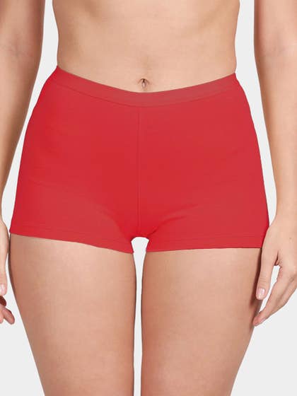 Susie Bright Red Mid Waist Full Coverage Boyshorts Panty