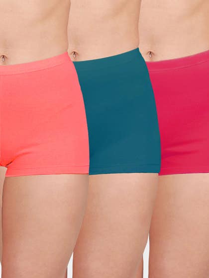 Susie Multicolor Solid Boyshorts Panty Combo D