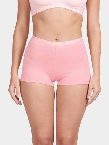 Susie Tickled Pink Mid Waist Full Coverage Boyshorts Panty