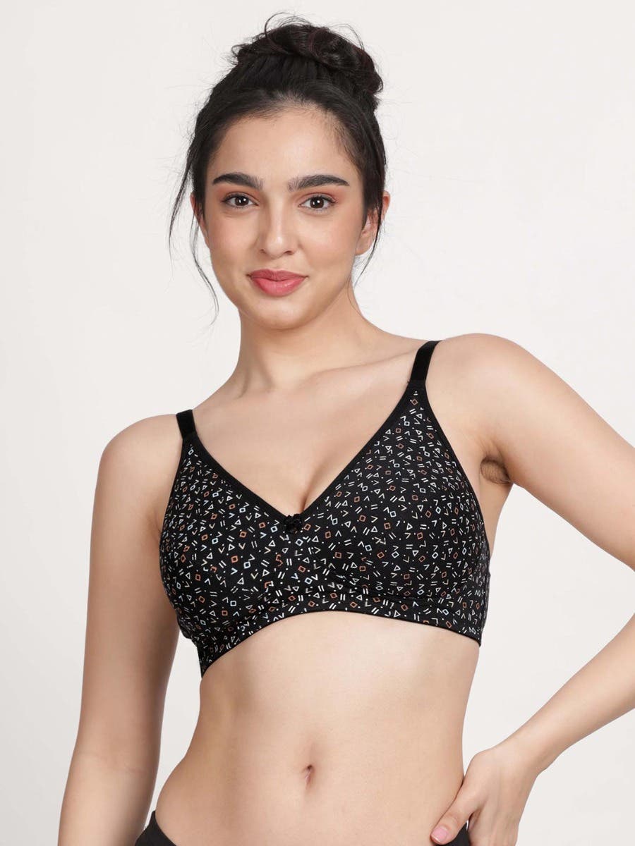 Susie Black Beauty Play Pause Printed Non Padded Bra