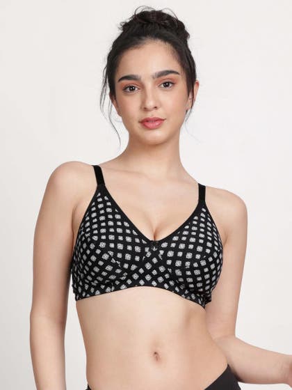 Susie Black Beauty Damas Motif Printed Non Padded Bra