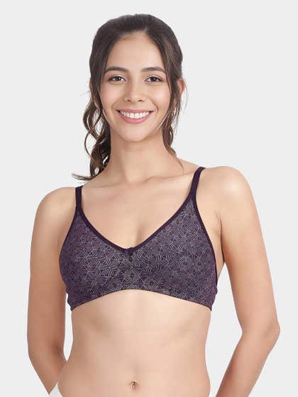 Susie Blackberry Purple Geometry Printed Non Padded Bra