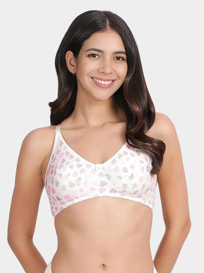 Susie Bright White Heart Printed Non Padded Bra