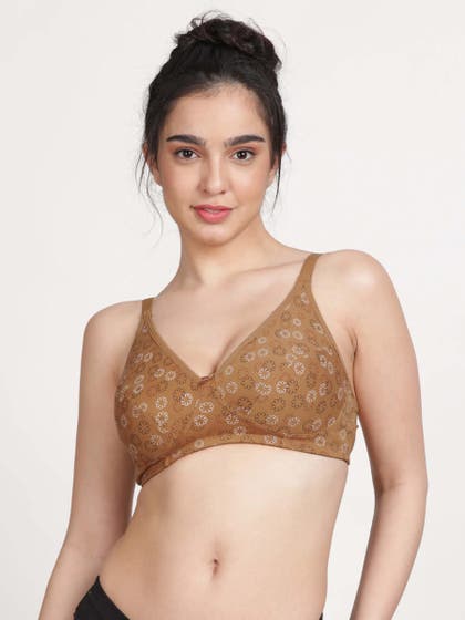 Susie Fenugreek Skin Floral Printed Non Padded Bra