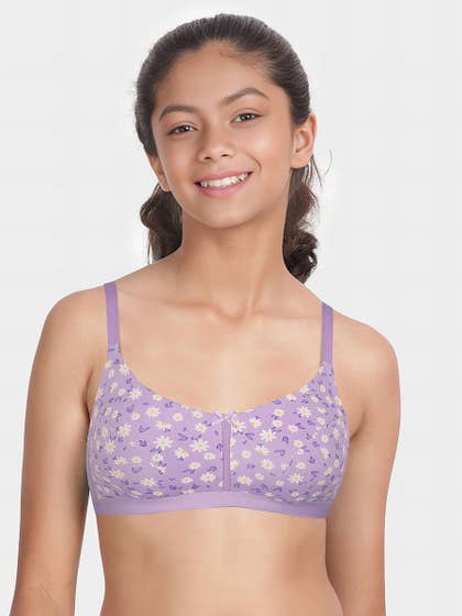 Shyaway Teens Purple Daisy Print Princess Seamed Bra