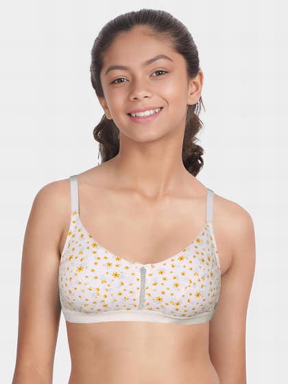 Shyaway Teens Bright White Floral Print Princess Seamed Bra