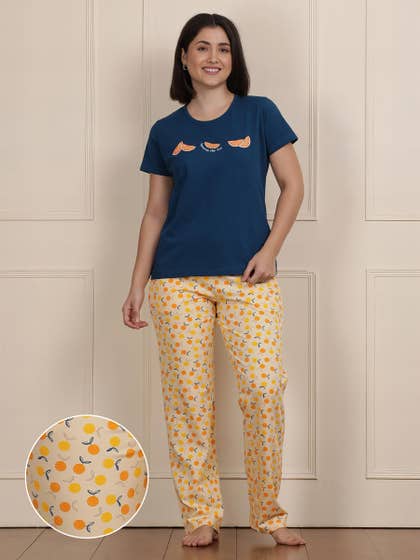 Susie Alabaster Gleam Orange Print Pyjama Set