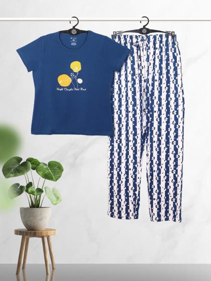 Shyaway Teens Bright White Striped Floral Pyjama Set