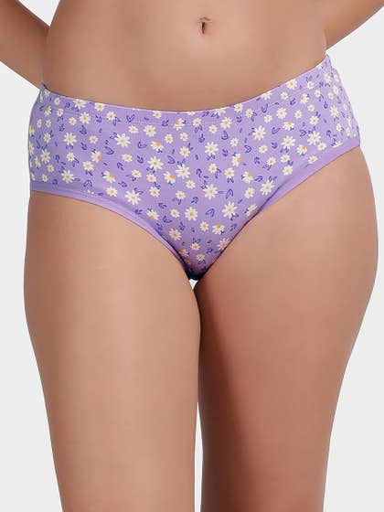 Susie Purple Daisy Print Full Coverage Hipster Panty