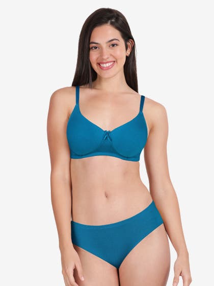 Susie Methyl Blue Full Coverage Solid Lingerie Set