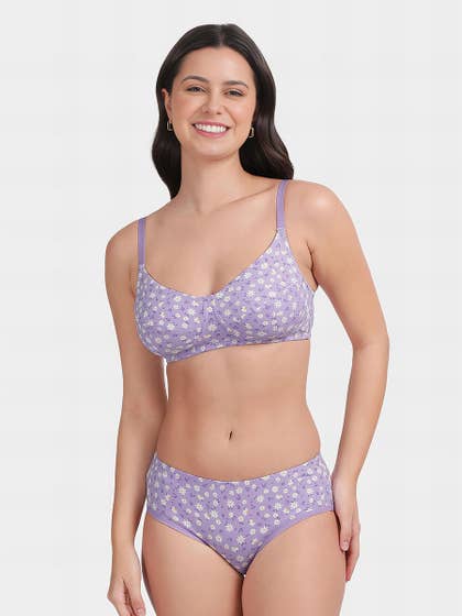 Susie Purple Daisy Printed Lingerie Set