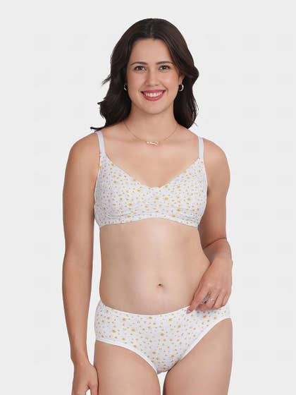 Susie Bright White Floral Printed Lingerie Set