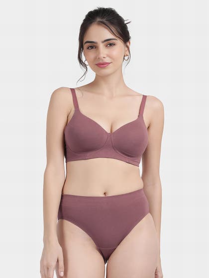 Susie Rose Brown Basic Padded Non Wired Bra Lingerie Set
