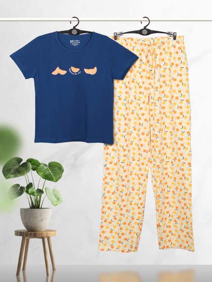 Shyaway Teens Alabaster Gleam Orange Print Pyjama Set