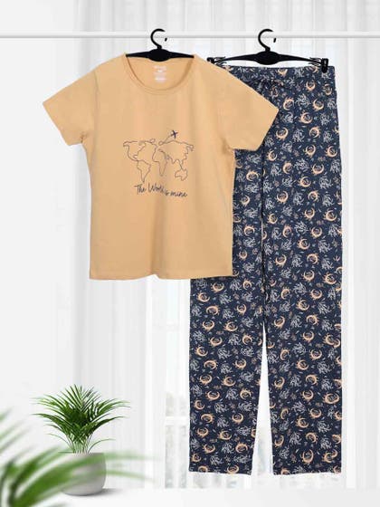 Shyaway Teens Moonlit Ocean Moon Leaves Pyjama Set