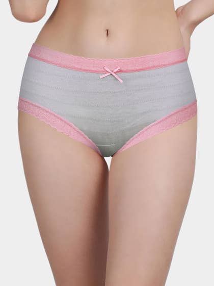 Susie Grey Crinkle Soft Contrast Lace Low Waist Hipster Panty