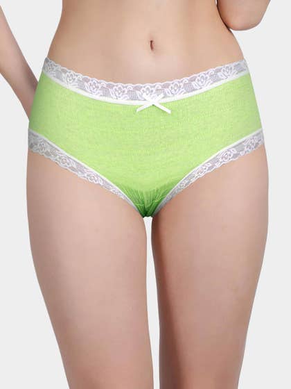 Susie Green Crinkle Soft Contrast Lace Low Waist Hipster Panty