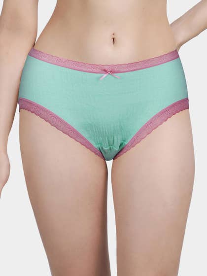 Susie Blue Crinkle Soft Contrast Lace Low Waist Hipster Panty