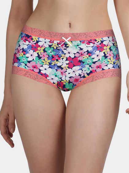 Susie Blue Peach Floral Burst Medium Waist Hipster Panty