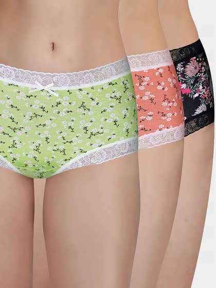 Susie Multicolor Floral Printed Medium Waist Hipster Panty Combo B
