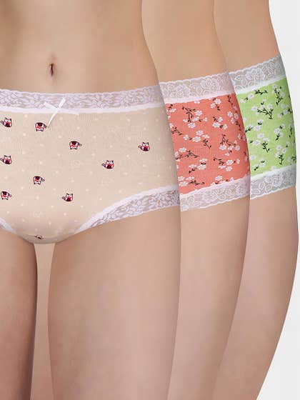 Susie Multicolor Floral Printed Medium Waist Hipster Panty Combo D