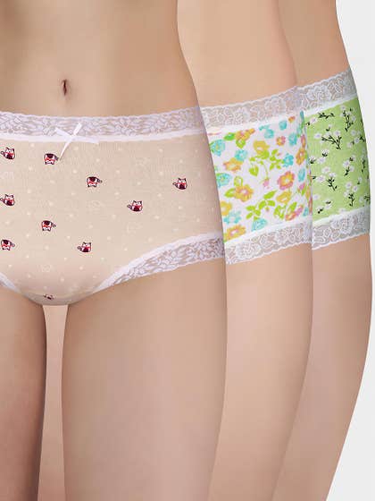 Susie Multicolor Floral Printed Medium Waist Hipster Panty Combo E