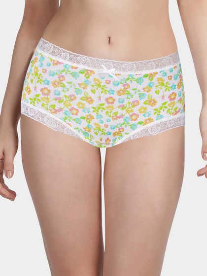 Susie Green Yellow Floral Burst Medium Waist Hipster Panty