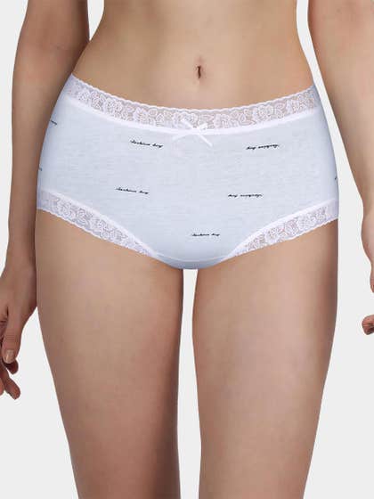 Susie Light Blue Fashion Text Print Full Coverage Hispter Panty