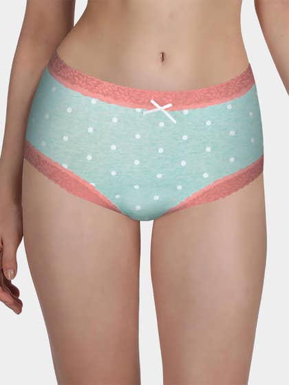 Susie Green Peach Polka Full Coverage Hipster Panty 