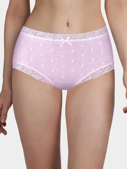 Susie Pink Melange Polka Full Coverage Hipster Panty 