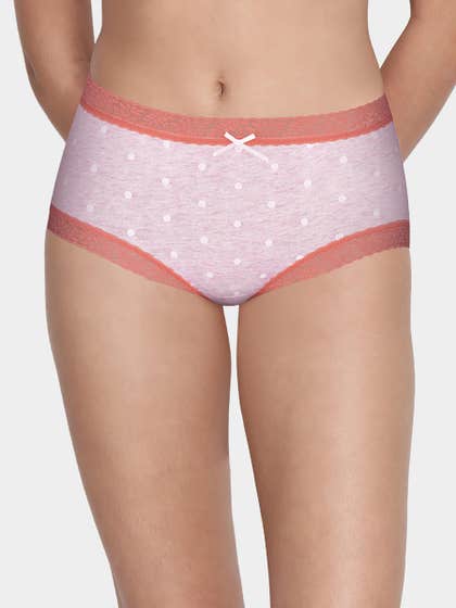 Susie Pink Peach Polka Full Coverage Hipster Panty 