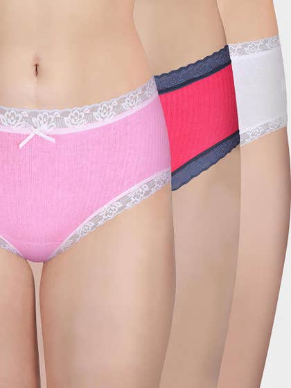 Susie Multicolor Ribbed Full Coverage Hipster Panty Combo B