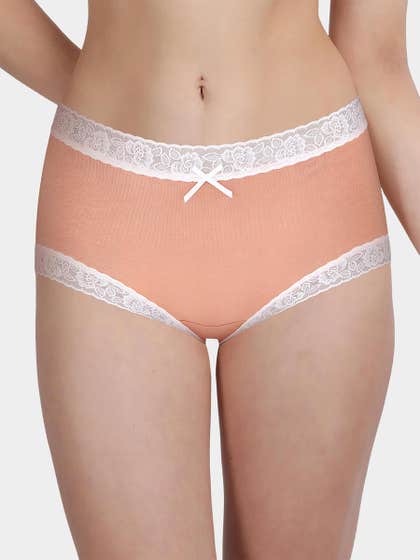 Susie Brown Orange White Lace Low Waist Hipster Panty