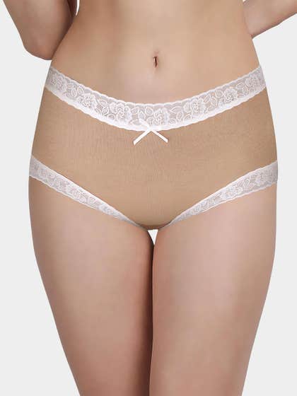 Susie Light Brown White Lace Low Waist Hipster Panty
